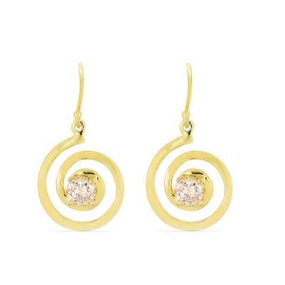 BUY ROSE QUARTZ GEMSTONE BRASS EARRINGS